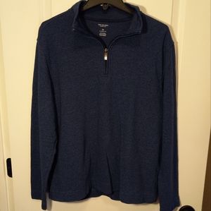 Van Heusen EUC, Never Tuck Men's Blue 1/4 Zip Shirt, Size Medium